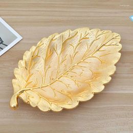 Plates Small Golden Leaf Tray Decorative Gold Trinket Dish Jewellery Bowl Vanity Wedding BirthdayGift Home Decoration