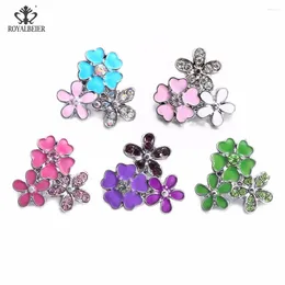 Charm Bracelets RoyalBeier 1pcs Flower Snap Button 18mm Metal Charms Dog Pow With Rhinestone For Bracelet Jewellery