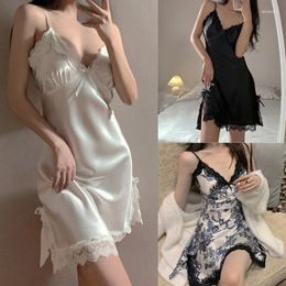 Womens Sleepwear Vintage Nightgowns Sexy Lace Silk Underwear Night Dress Women Lingerie Small Chest Suspenders Nightdress Drop