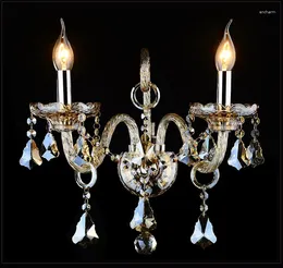 Wall Lamp European Style Crystal Luxury Bedroom Bedside Aisle Ktv Candle K9 1/2/3 Heads Lights