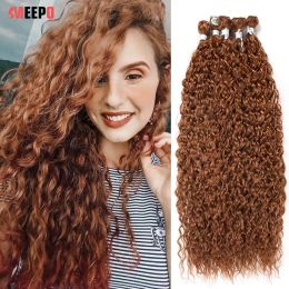 Weave Weave Meepo Long Jerry Curly Hair Bundles Synthetic Red Curls for Women Human Hair Feeling Water Weaving High Temperature