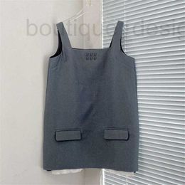 Basic & Casual Dresses Designer Grey Tank Dress Elegant Women Vest Letter Luxury Sleeveless ZLY2