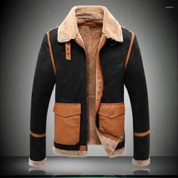 Men's Jackets Winter Korean Version Flip Collar Casual Thickened Leather Jacket