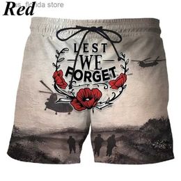 Men's Shorts 3D Print Australia New Zealand Maori Manaia Poppy Fern Lest We Forget Beach Shorts For Men Casual Surf Board Shorts Swim Trunks Y240320