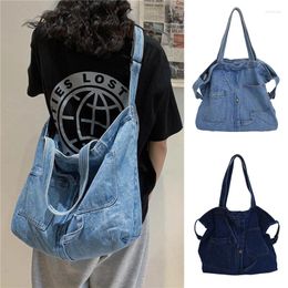 Evening Bags Denim Women Messenger Bag Fashion Students Book Casual Large Capacity Adjustable Strap Multi-Pockets Portable For Travel