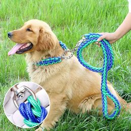 Dog Collars Large Leash And Collar Set 1.2m Nylon Traction Rope Hand-knitted Strong Durable For Medium Big Dogs Outdoor Pet Accessories