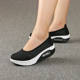 New Female Mesh 87 Breathable Thick Casual Comfort Low Heels Loafers Nurse Increase Shoes Women Mujer 37759