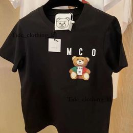 Moscino Moschin Moshino Designer Womens T-Shirt Summer Brands Graphic Tee Cartoon Bear Stamp Loose Cotton Outdoor Leisure Tops 365