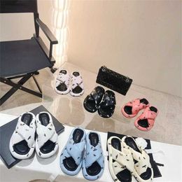 59% OFF Sports shoes 2024 Small fragrance slippers womens summer new thick soled cross loaves leather versatile flat sandals to wear outside