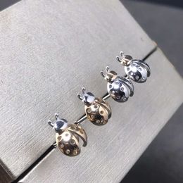 Designer Tiffancy Earring New Live 925 Silver Needle Colored Ladybug Earrings Celebrity Internet Celebrity Same Style Earrings