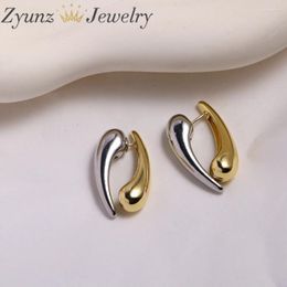 Stud Earrings 5 Pairs Gold Silver Collision Colour Water Drop Earring Double Wearing Smooth Glossy Trendy Party Jewellery For Fashion Women