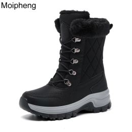 Boots Moipheng Female Snow Boots Winter Women Waterproof Wedges Shoes Botas Mujer Black Beige Goth Boots Women Ankle Boots for Women