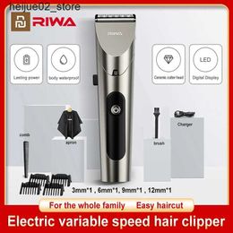 Electric Shavers RIWA electric hair clipper washable variable speed professional hair clipper with carbon steel cutting head Q240318