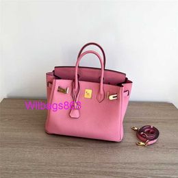 Women Tote Handbag L Sweet Pink Womens Bag Lychee Pattern Leather Handbag Fashionable Top Layer Cowhide Crossbody Small Bag Trendy