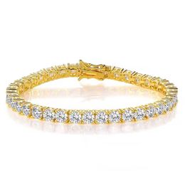 18K Yellow Gold Plated Cubic Zirconia Classic Graduation Tennis Bracelet Simulated Diamonds with for Women Men Girls
