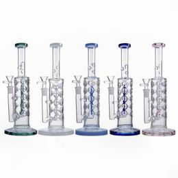 11 Inch Glass bong Ice Pinch Hookahs Fab Egg Inline Percs Straight Tube Water Pipes wax dab rigs With 14mm female joimt bowl WP2161