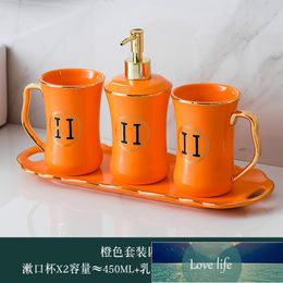 Luxury Ceramic Sanitary Ware Sets Washing Set Five-Piece Sets Ceramic Lotion Bottle Bathroom Decoration Hotel Household Cross-Border Wholesale