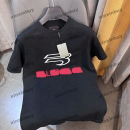 xinxinbuy Men designer Tee t shirt 2024 Italy Paris Letter jacquard Knitted short sleeve cotton women gray black white red M-2XL