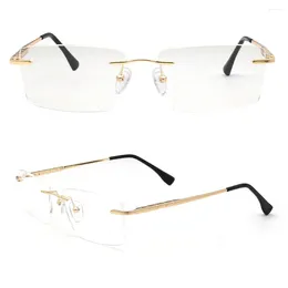 Sunglasses Frames Men Rectangular Rimless Eyeglass For Square Business Metal Optical Glasses Light Spectacles Gold Silver Black