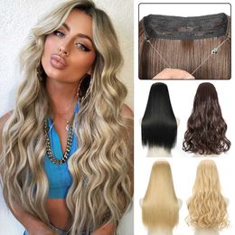 Synthetic Wigs Curly Secret Wire No Clip Halo Hair Hidden Wire Synthetic Hairpieces Adjustable Transparent Wire 240329