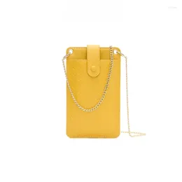 Shoulder Bags Female Pure Color Simple Crossbody Bag Korean Version Vertical Fresh Sweet Chain Package Thin Braid Pattern Mobile Phone