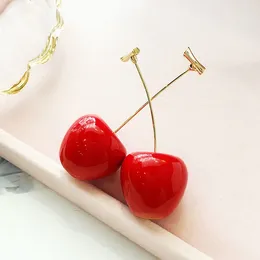 Stud Earrings Acrylic Red Cherry Ladies Temperament Korea Girl Heart Cute Super Fairy Long