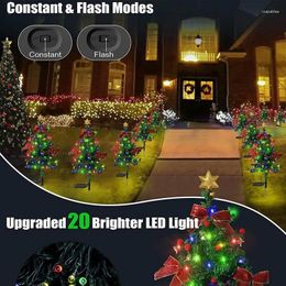 Party Decoration Christmas Solar Stake Lights Waterproof Tree Shape Yard With Red Berries For Lawn Decor