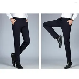 Men's Suits Solid Color Men Trousers High Waist Suit Pants For Business Formal Wear In Winter Autumn Abdominal Tightening Slim Fit