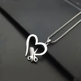 Pendant Necklaces Romantic Love Heart Stainless Steel Pendants Tools Scissor/Comb Lover's Necklace Women Barber Shop Hair Dresser Hip Hop