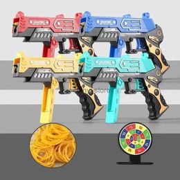 Gun Toys Continuous Fire Rubber Band Pistol 20PCS Rubber Bands Manual Shooting Pistol Alloy Launcher For Kids Boys Birthday Gifts AdultsL2403