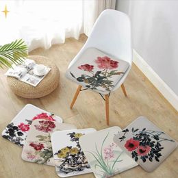 Pillow Ancient Chinese Style Flower Bird Orchid Nordic Printing Meditation Stool Pad Seat Anti-Slip S Home Decor