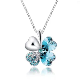 Pendant Necklaces NL-00539 2024 In Fashion Jewelry Silver Plated Clover Crystal Necklace Women's Day Gift 1 Dollar Item