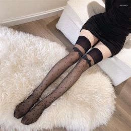 Women Socks Stockings Polka Dot Knee High Thigh Cute Bow JK Lolita Sweet Girls Kawaii Long