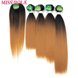 Weave Miss Rola Synthetic Straight Hair Weft Ombre Coloured Hair Weaving Bundles 814inch 5pcs/Pack 200g T1B/27 With Free Closure