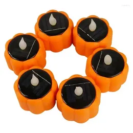 Party Decoration Halloween Pumpkin Lights 6pcs Flickering Tealight Candle Solar Flameless For Home Table