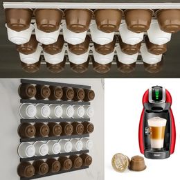 6PCS Coffee Capsule Storage Shelf Magnetic Stickers Dual use Space Saving Wall Hanging fFree Punch Coffee Storage Strip 240307