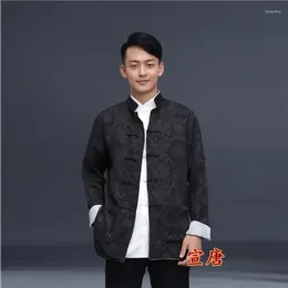 Ethnic Clothing 6 Colours Long Sleeve Tang Suit Top Reversible Traditional Mens Chinese Clothes Shirt Spring Casual Satin Jacket Coat Wu