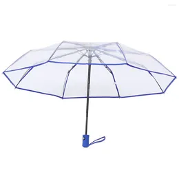 Umbrellas Fully Automatic Three-fold Transparent Umbrella Mini Clear Folding Handle