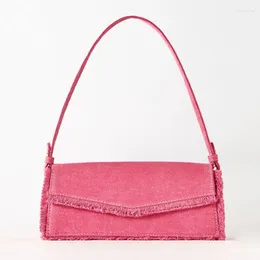 Evening Bags Simple Design Shoulder Bag Women Versatile Rose Red Handbag Underarm