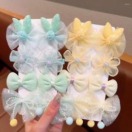 Hair Accessories Kawaii Cute Barrettes Set Japanese Korean Style Duckbill Clip Bow BB Candy Color Hairpin Flower Kids