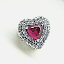 Sparkling Flat Heart Charm 925 Sterling Silver Birthstone For Men Women Fashion Fit Charm Bead Bracelet Jewellery 799218C02 Gift Jewellery