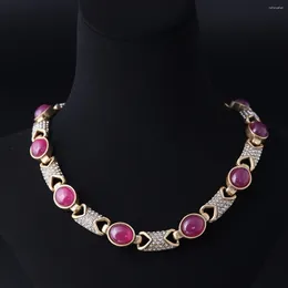 Pendant Necklaces Vintage Elegant High End Fashionable And Unique Design Red Glass Simple Versatile Necklace