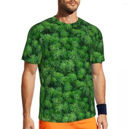 Men's T Shirts Green Moss Running Shirt Leaves Print Hippie T-Shirts Man Y2K Classic Tee Summer Short Sleeve Custom Tees