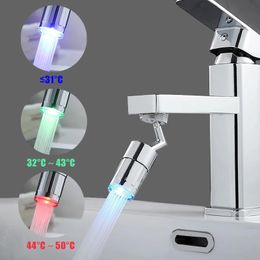 720°Kitchen LED Sensor Light Faucet Aerator Adjustable Anti-splash Philtre Tap Bathroom Shower Faucet Nozzle Head Water Saving 240311