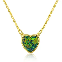 Pendants 925 Sterling Silver Heart-shaped Pendant Necklace Cross Chain Opal Women