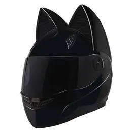 Full Face NITRINOS CAT EARS HELMETS Motorcycle Helmet anti-fog visor Man Riding Car motocross racing motorbike helmet