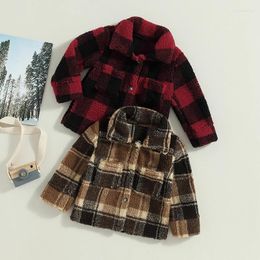 Jackets Kids Girls Boys Coat Winter Warm Jacket Casual Thick For Boy Fall Autumn Clothes Outerwear Baby Fuzzy Plaid Print Overcoat