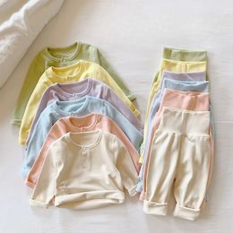 Baby Kids Pyjamas Sets Long Sleeve Pijamas TopsPants 2pcs Cotton Boys Sleepwear Suit Autumn Girls Children Clothing 240313