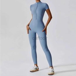 Women's Tracksuits Set Jumpsuits One-Piece Suit Zipper Short Sleeve Gym Up Workout Clothes Fitness Bodysuit Sportswear Tracksuit 24318