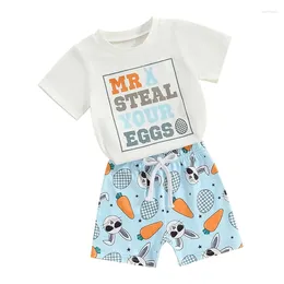 Clothing Sets Baby Boys Easter Outfits Letter Print Short Sleeve T-Shirt And Elastic Vacation Shorts Toddler 2 Piece Clothes Set